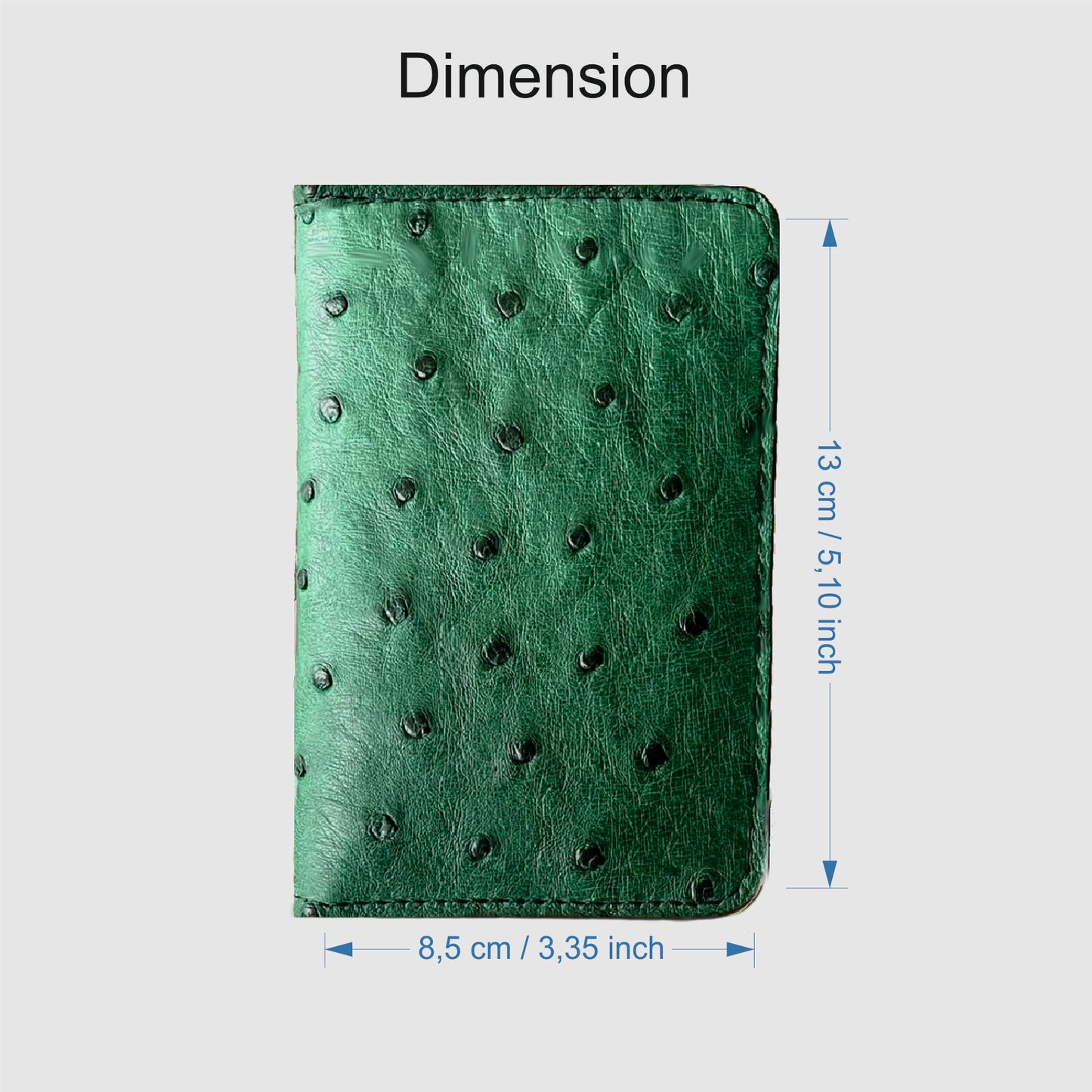 Porta carte Organizer tascabile in vera pelle di Struzzo Personalizzabile - Verde Bosco