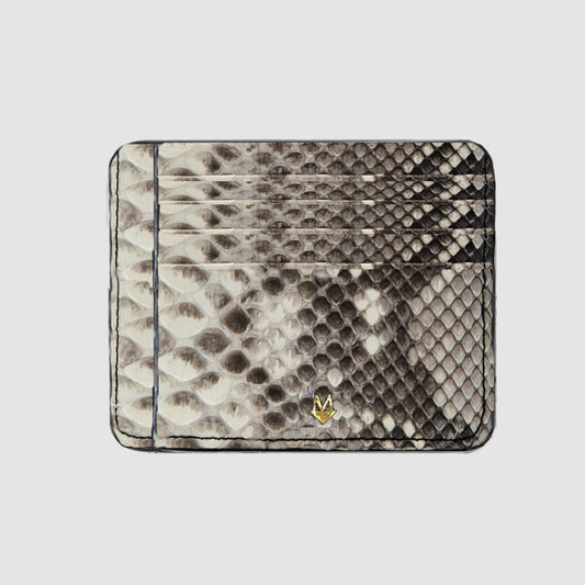 Cardholder in Black and White Python skin