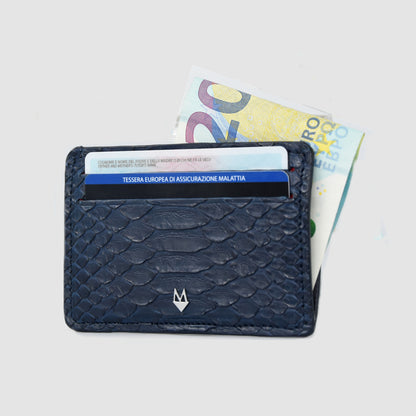 Porta carte 5 o 9 Tasche in vera pelle di pitone mod. "Brillante"