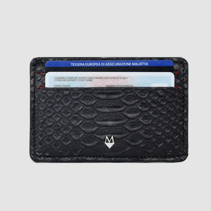Porta carte 5 o 9 Tasche in vera pelle di pitone mod. "Brillante"