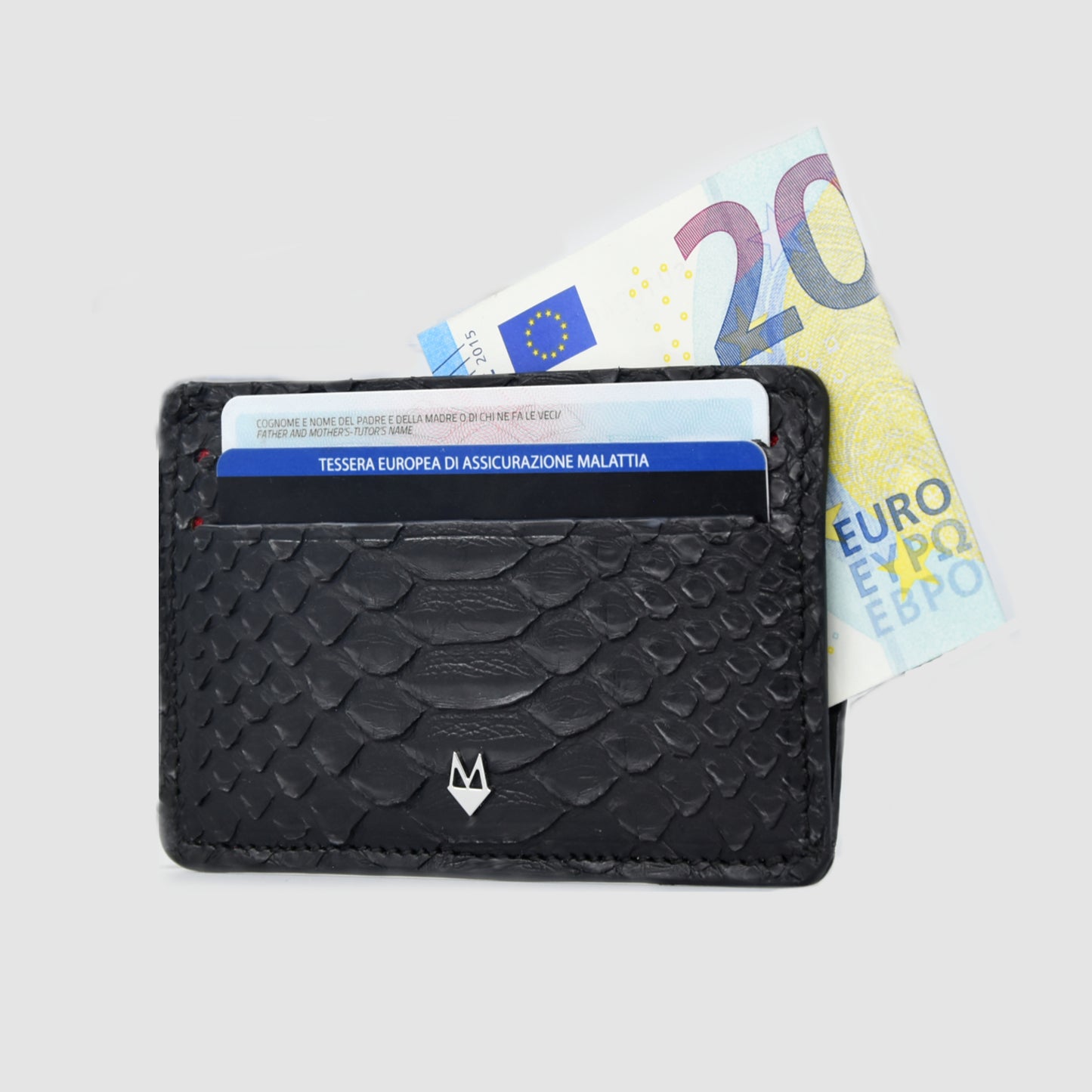 Porta carte 5 o 9 Tasche in vera pelle di pitone mod. "Brillante"