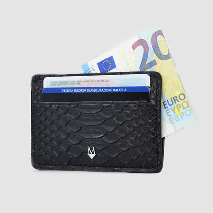 Porta carte 5 o 9 Tasche in vera pelle di pitone mod. "Brillante"