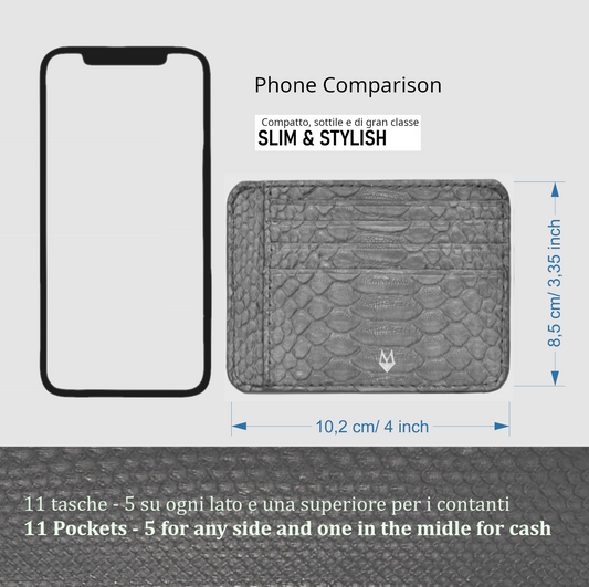 Porta carte in vera pelle di Pitone Bianco Personalizzabile