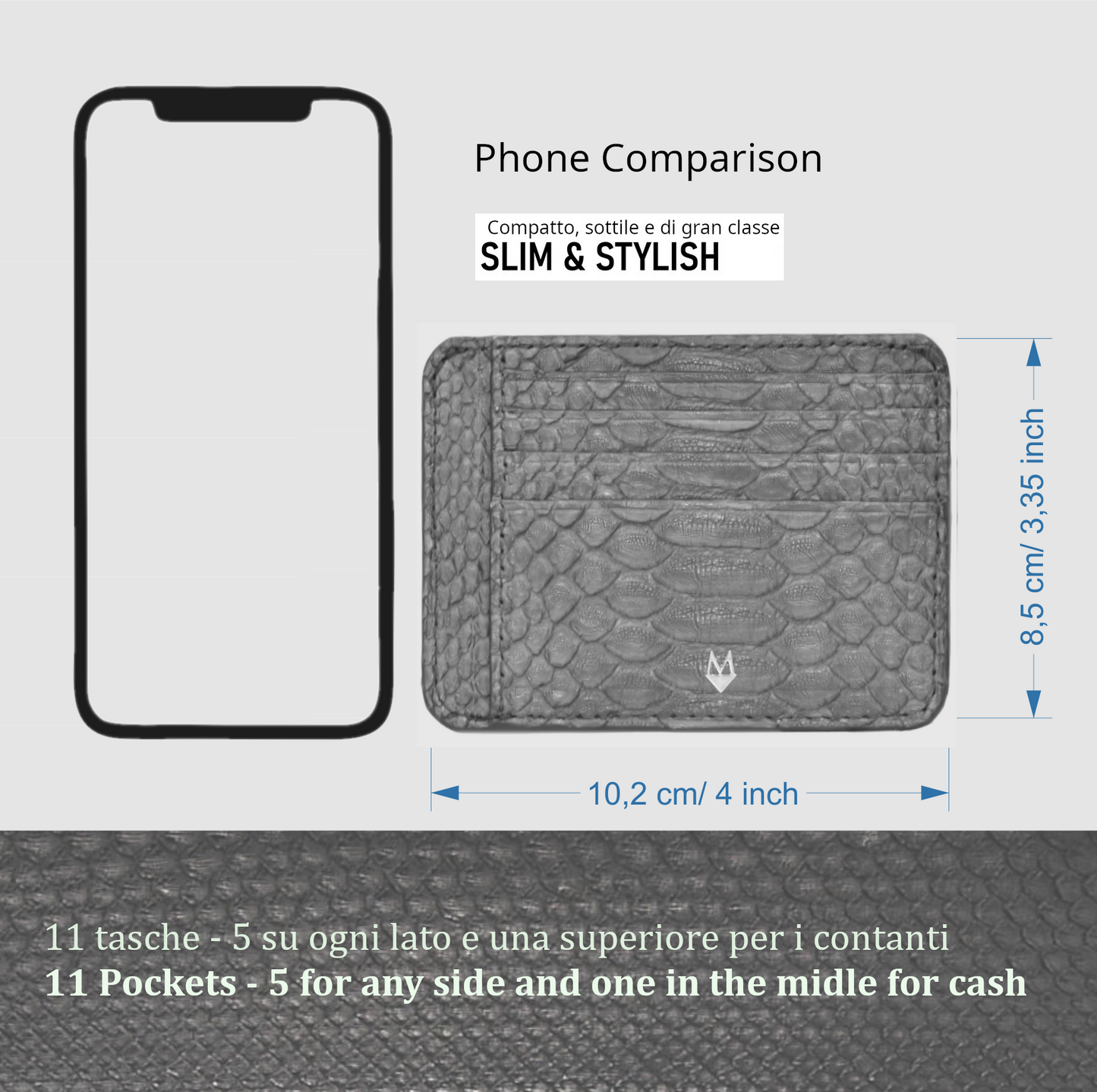 Card holder in genuine Python skin - Navy Blue 