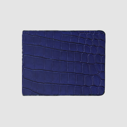 Portafoglio mod. "Esemplare" in vera pelle di Coccodrillo Personalizzabile - Blu scuro