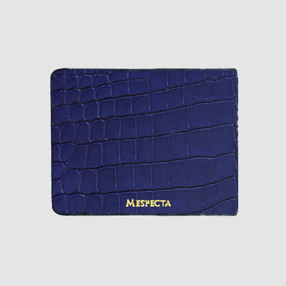 Portafoglio mod. "Esemplare" in vera pelle di Coccodrillo Personalizzabile - Blu scuro
