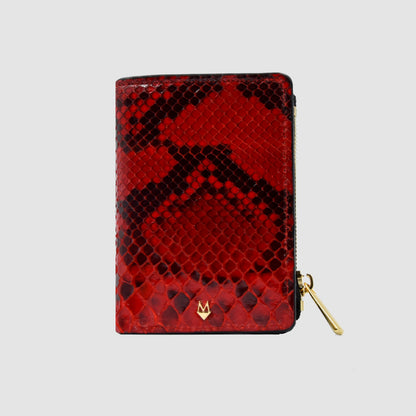 Wallet with Red Python Heart in Black Python skin