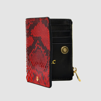  Wallet with Red Python Heart in Black Python skin