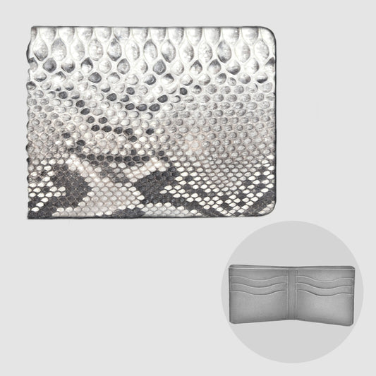 Customizable black and white genuine python leather wallet 