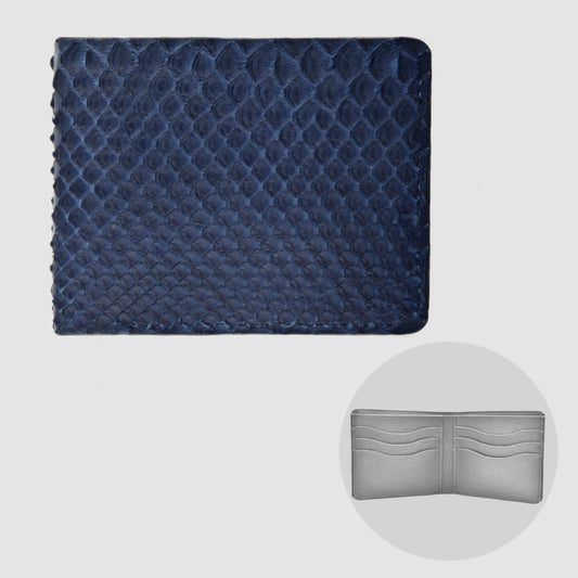 Wallet for Man in genuine Python skin - Dark Blue