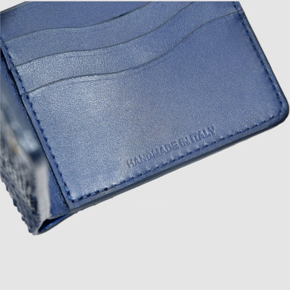 Portafoglio mod. "Esemplare" in vera pelle di Coccodrillo Personalizzabile - Blu scuro