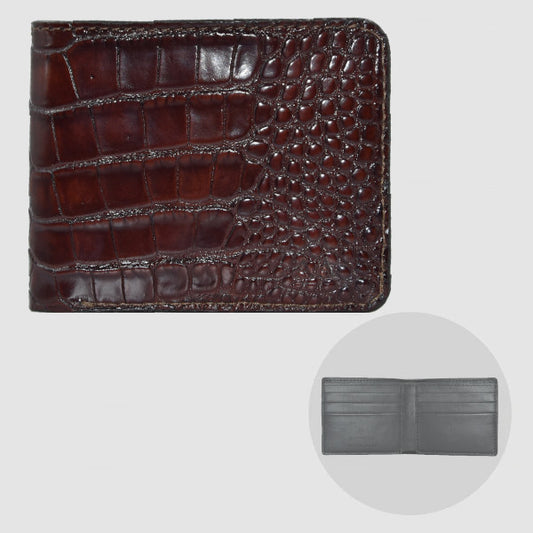 Wallet for man in genuine Alligator skin - Brown