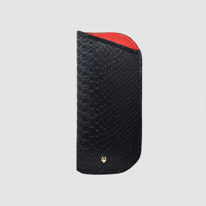 Astuccio porta occhiali in vera pelle di Pitone - Nero