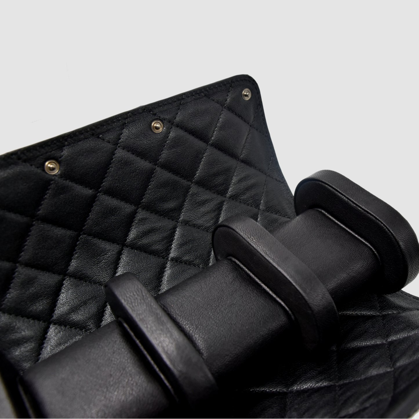 Portaorologio Watch Roll in Pelle di Pitone Nero Personalizzato 3 slots per 3 orologi