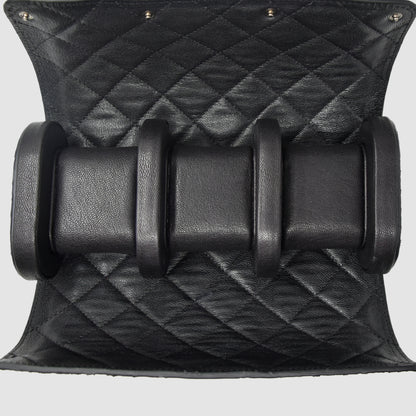 Portaorologio Watch Roll in Pelle di Pitone Nero Personalizzato 3 slots per 3 orologi