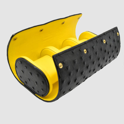 Portaorologio Watch Roll in Pelle di Pitone Nero Personalizzato 3 slot