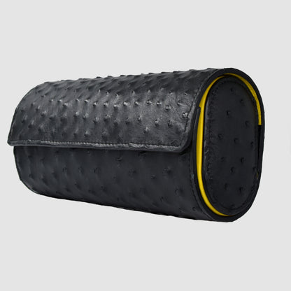 Portaorologio Watch Roll in Pelle di Pitone Nero Personalizzato 3 slot