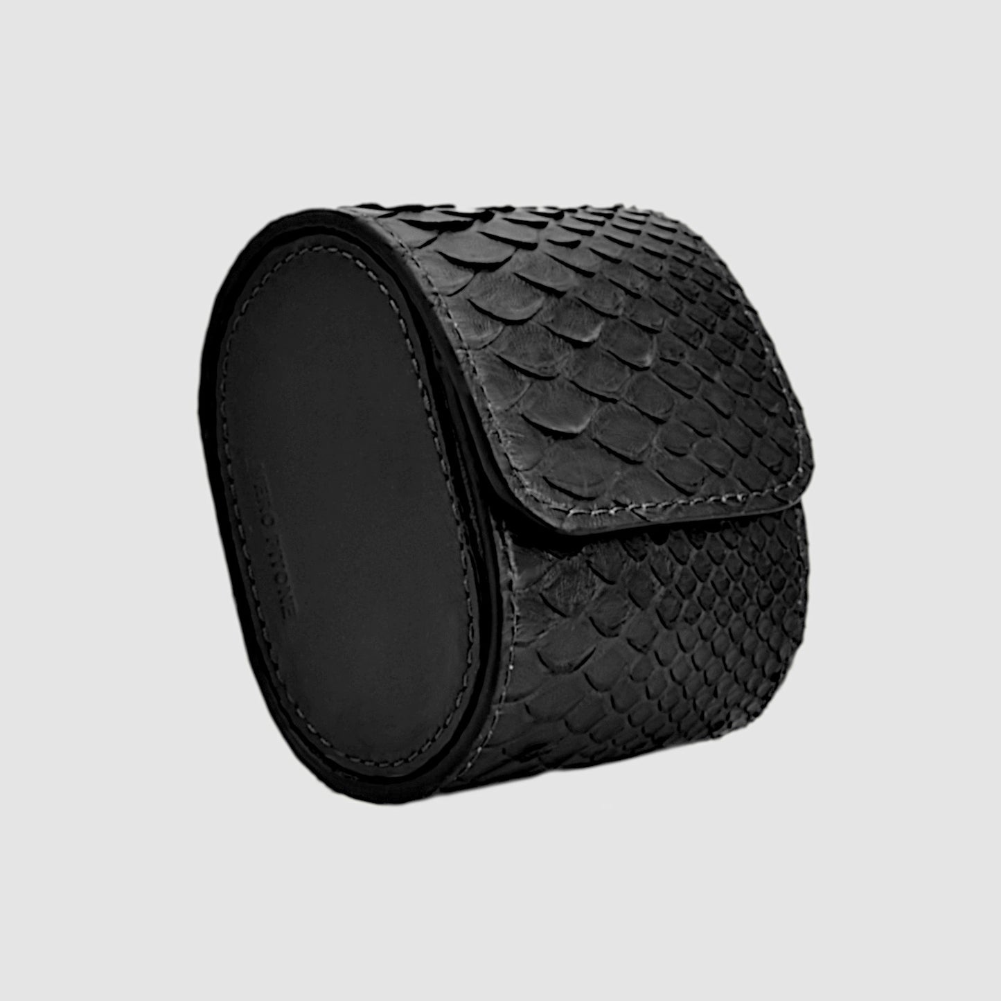 Customizable Watch Roll case in genuine python leather - Black 