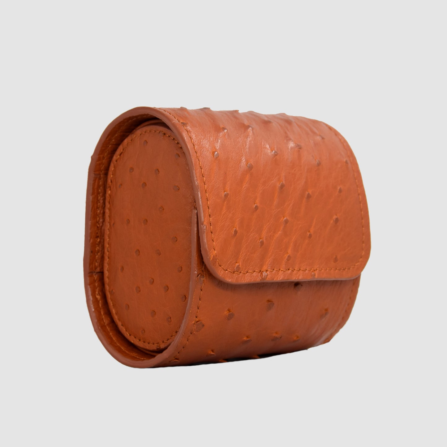 Portaorologio Watch Roll in Pelle di Struzzo Marrone Personalizzato 1 slot