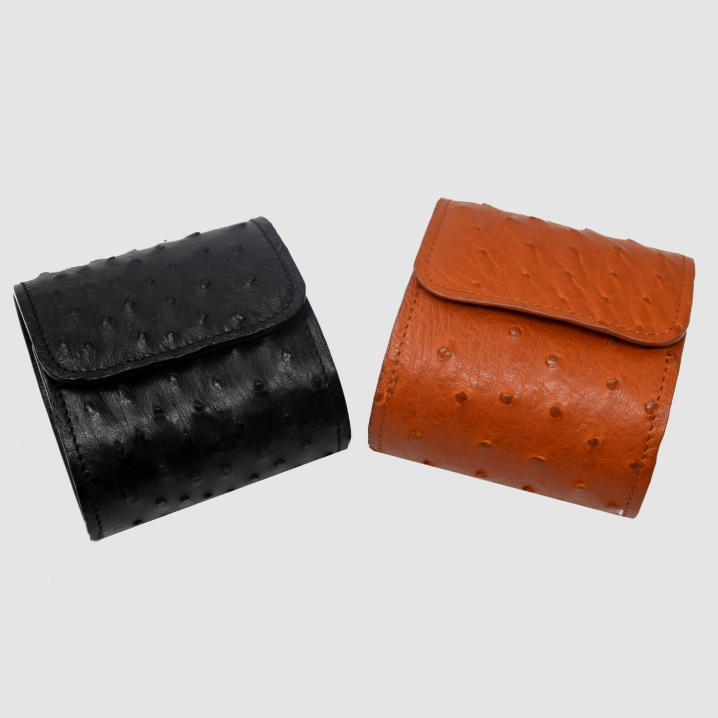 Portaorologio Watch Roll in Pelle di Struzzo Marrone Personalizzato 1 slot