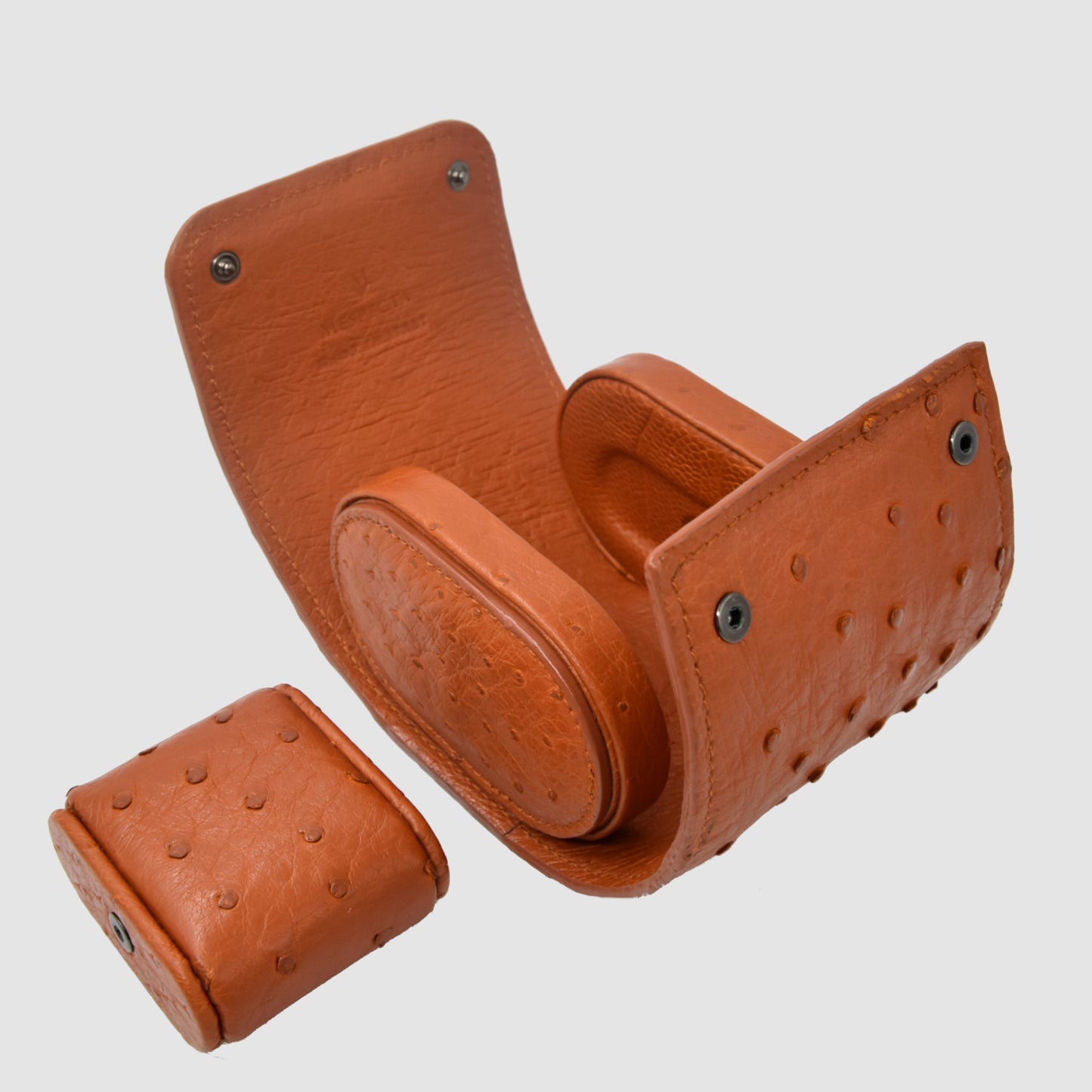 Portaorologio Watch Roll in Pelle di Struzzo Marrone Personalizzato 1 slot