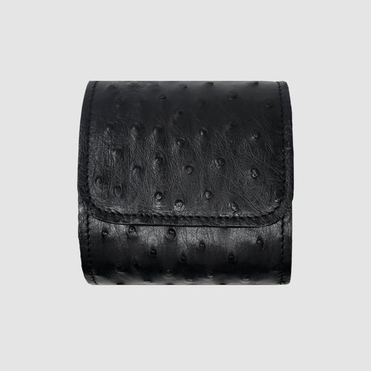 Portaorologio Watch Roll in Pelle di Struzzo Nero Personalizzato 1 slot