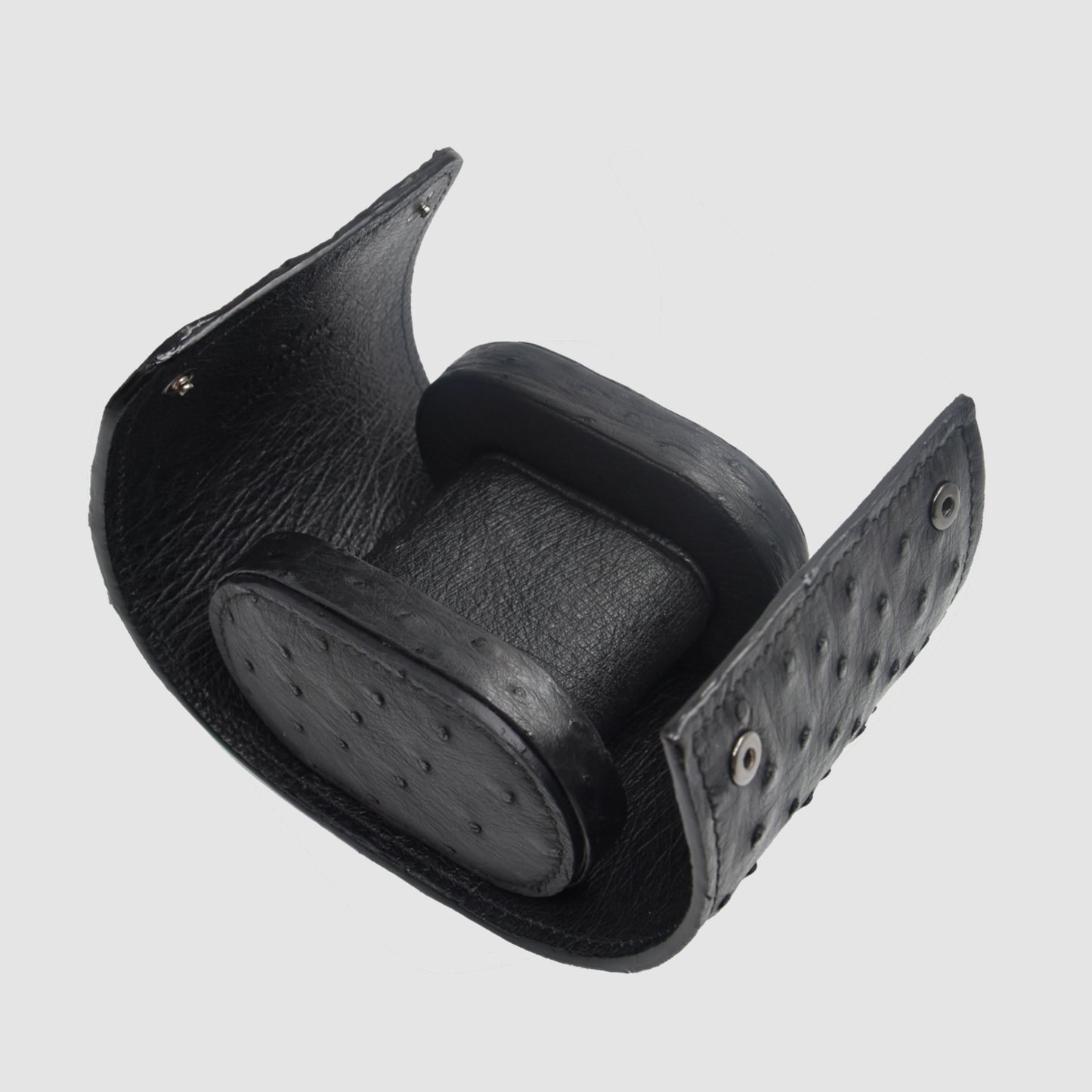 Portaorologio Watch Roll in Pelle di Struzzo Nero Personalizzato 1 slot