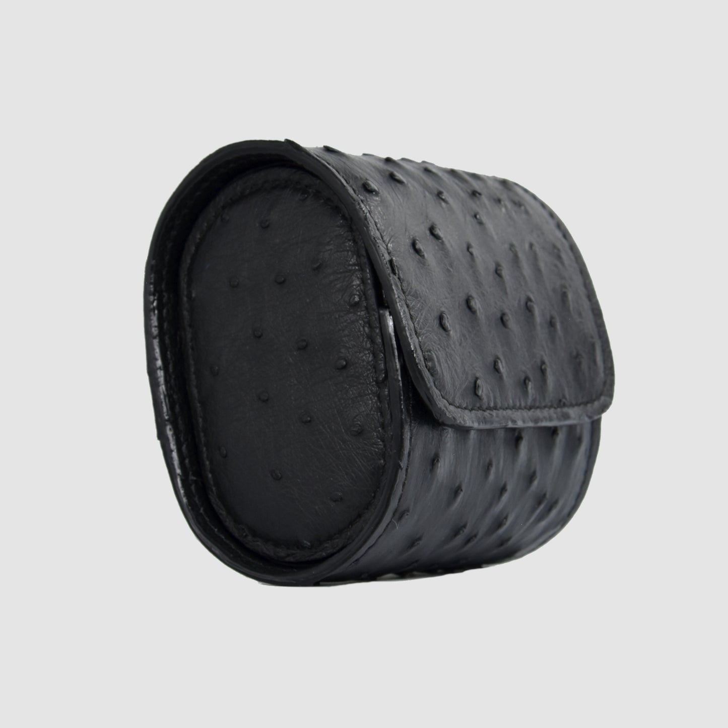 Portaorologio Watch Roll in Pelle di Struzzo Nero Personalizzato 1 slot