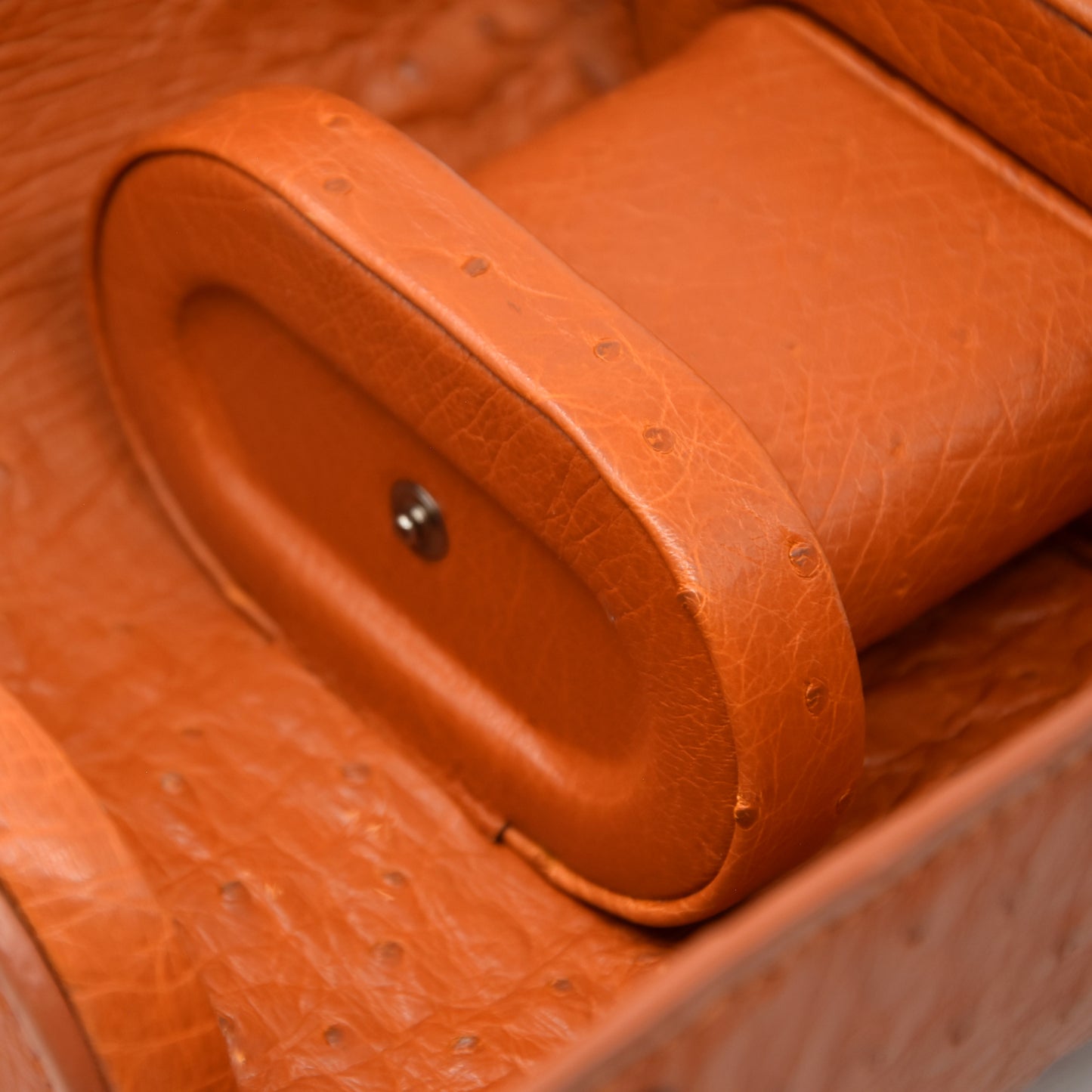 Portaorologio Watch Roll in Pelle di Struzzo Marrone Personalizzato 2 slot