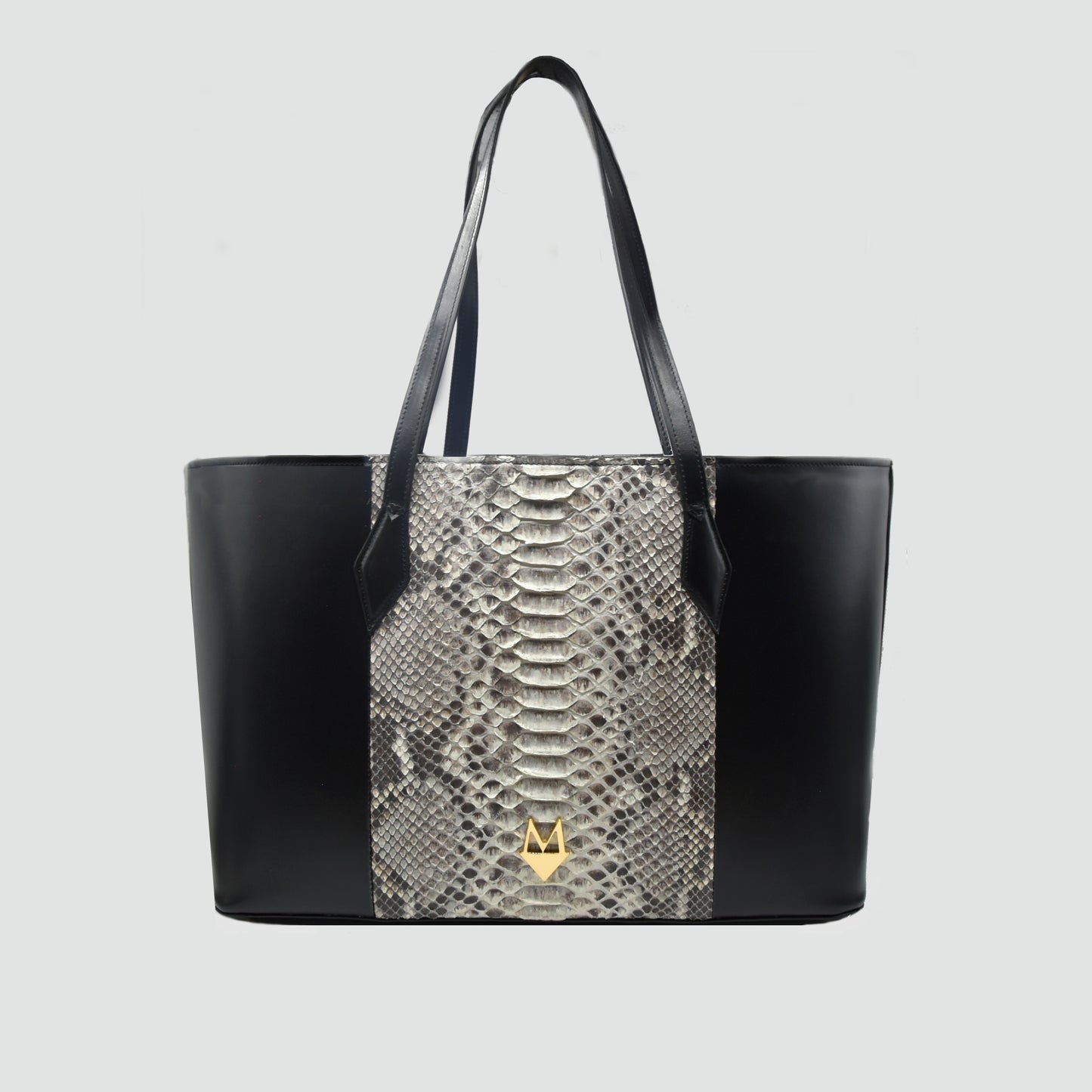 Borsa Shopper "Grandiosa" in vera pelle di Pitone Bianco Marmo