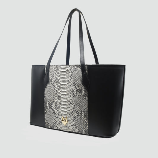 Borsa Shopper "Grandiosa" in vera pelle di Pitone Bianco Marmo (Copia)