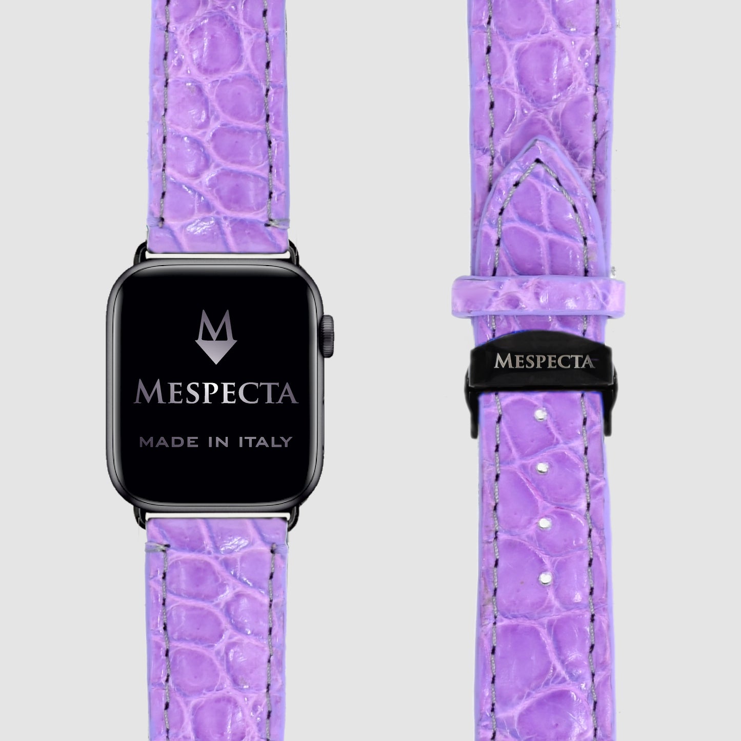 Apple Watch leather strap Customizable Ultra series, 8, 7, 6, 5, 4, SE in genuine lilac crocodile skin 