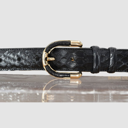 Customizable Woman Belt in genuine Black Python skin 