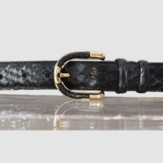 Customizable Woman Belt in genuine Black Python skin 