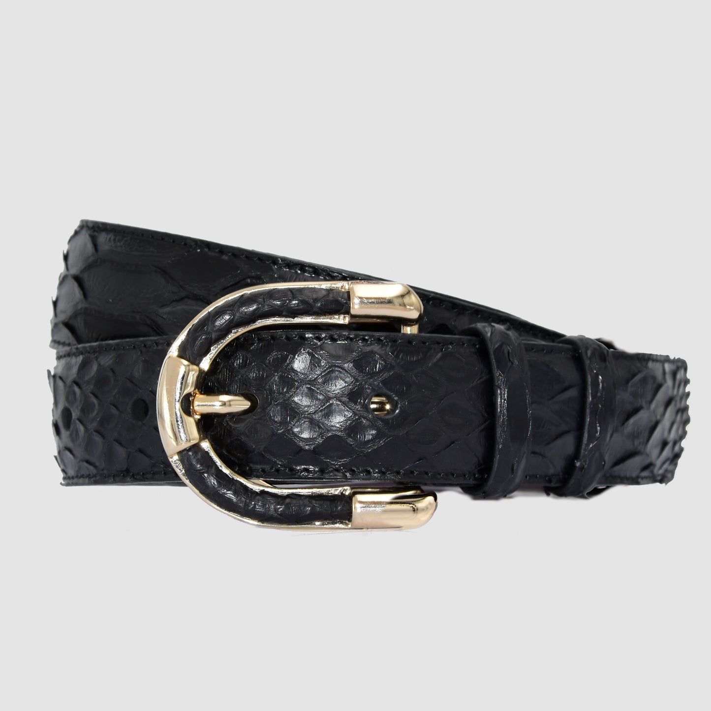 Customizable Woman Belt in genuine Black Python skin 