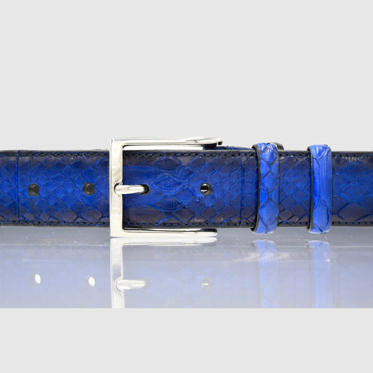 Belt in genuine Blue Python skin colored