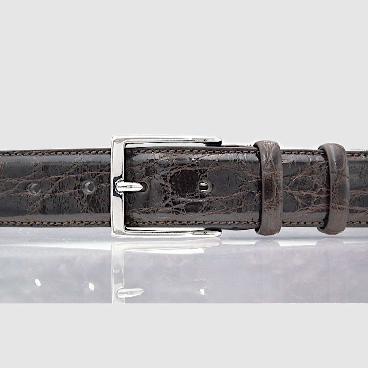 Belt in genuine Dark Brown Crocodile skin