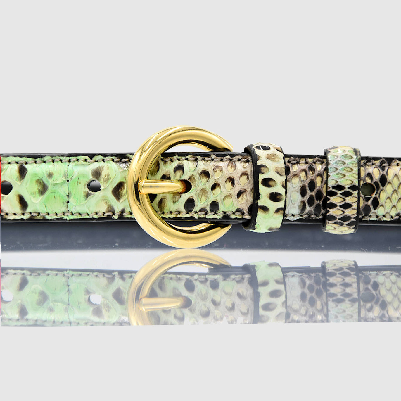 Belt in genuine Green Python skin
