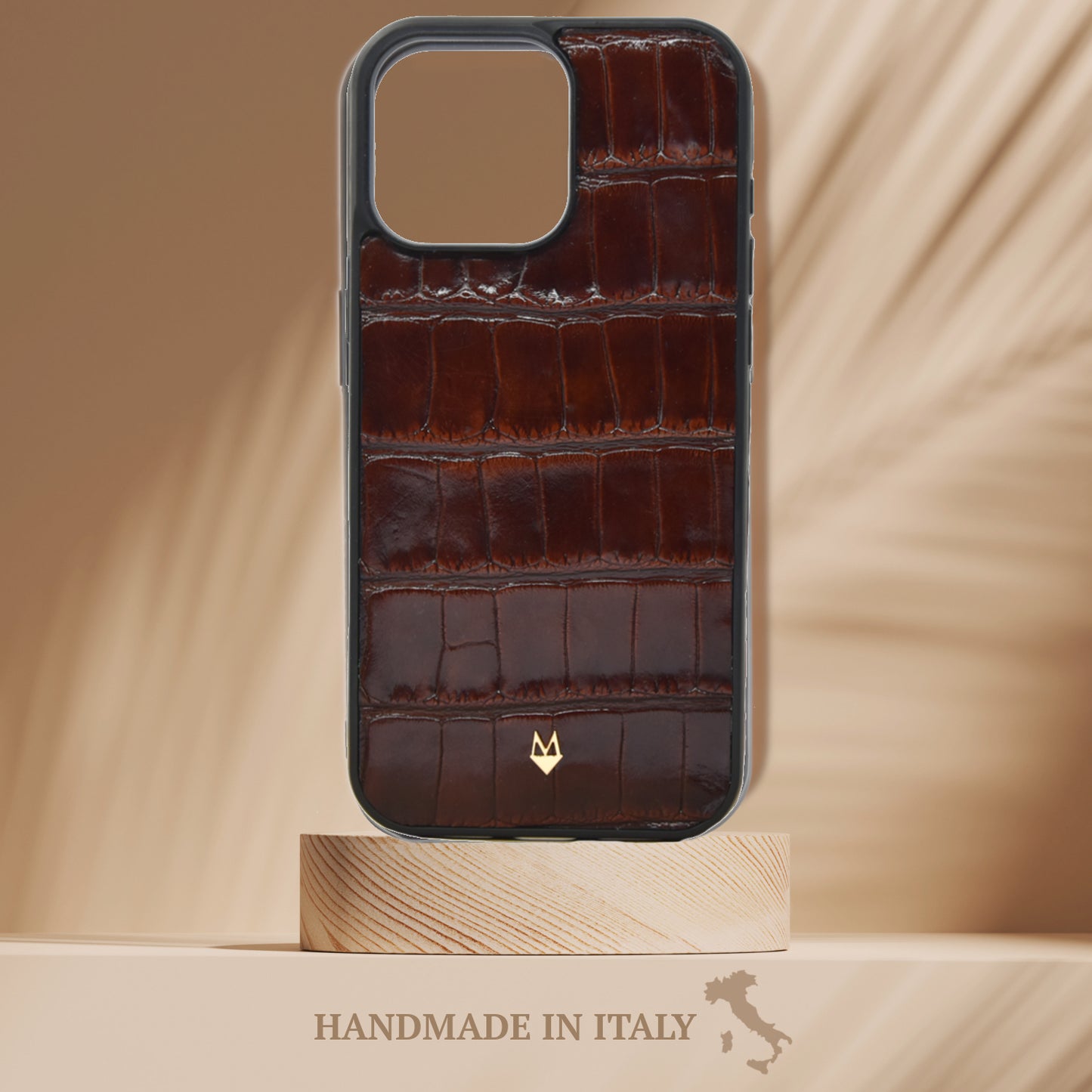 Cover in vera pelle di Coccodrillo iPhone MagSafe 17/16/15/14/13/12 Marrone