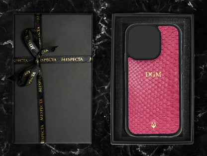 Phone case for Iphone 14/ 13/12/ 11/ XR models in White genuine Python skin