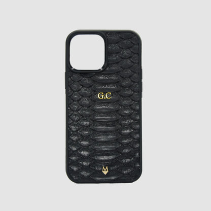Phone case for iPhone 14/ 13/ 12/11 / XR in Blue genuine Python skin