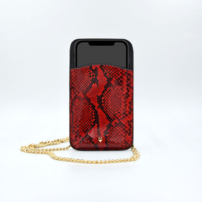 Porta Telefono a tracolla con porta carte - Custodia Smartphone in Pitone