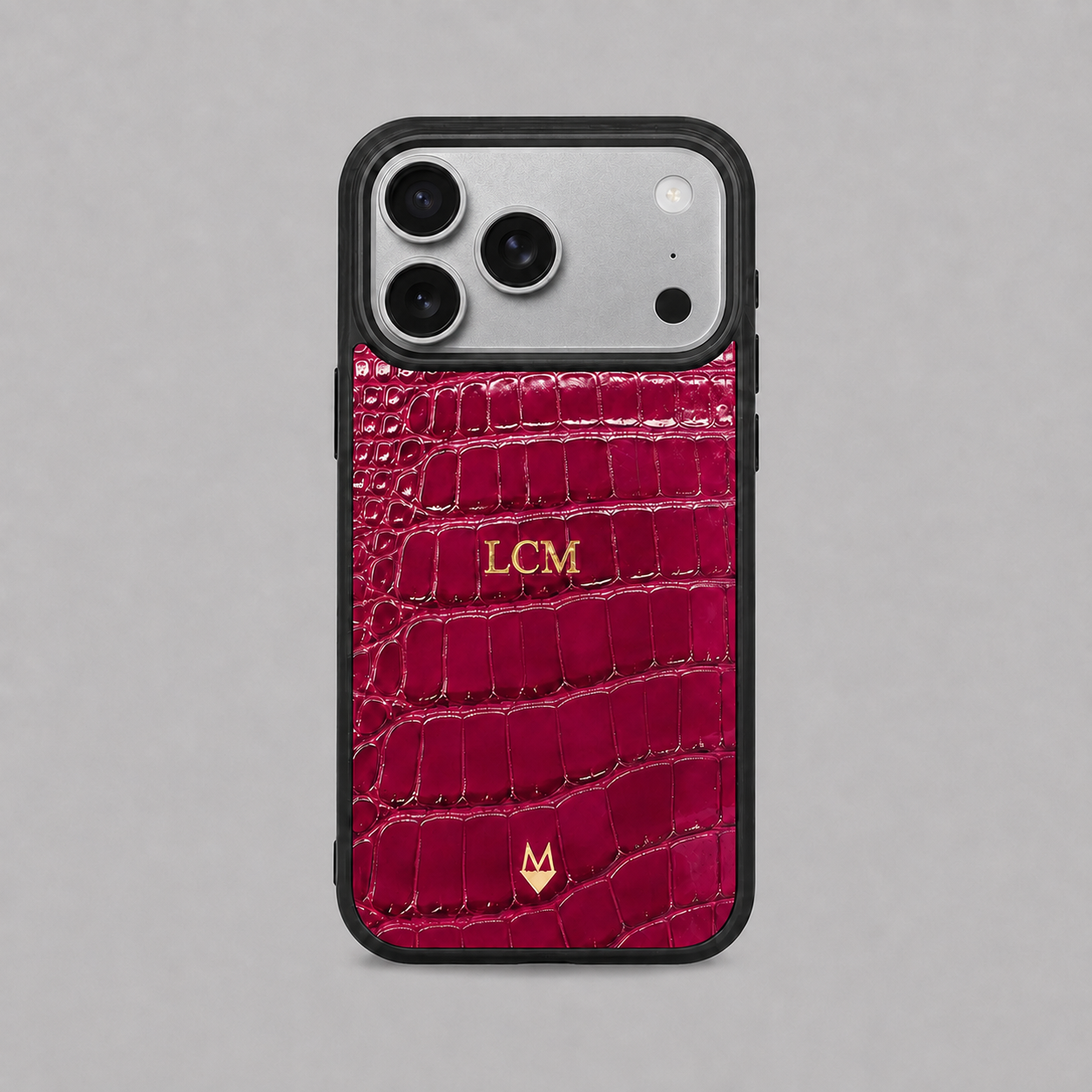 Cover in vera pelle di Alligatore iPhone MagSafe 18/17/16/15/14/13/12 Fucsia