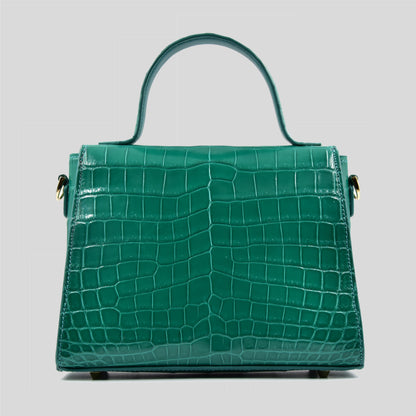 Borsa "Eccelsa" in vera pelle di Coccodrillo Verde Smeraldo