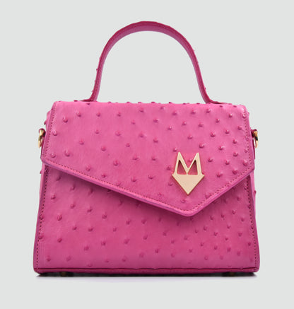 Borsa "Eccelsa" in vera pelle di Struzzo Fuchsia
