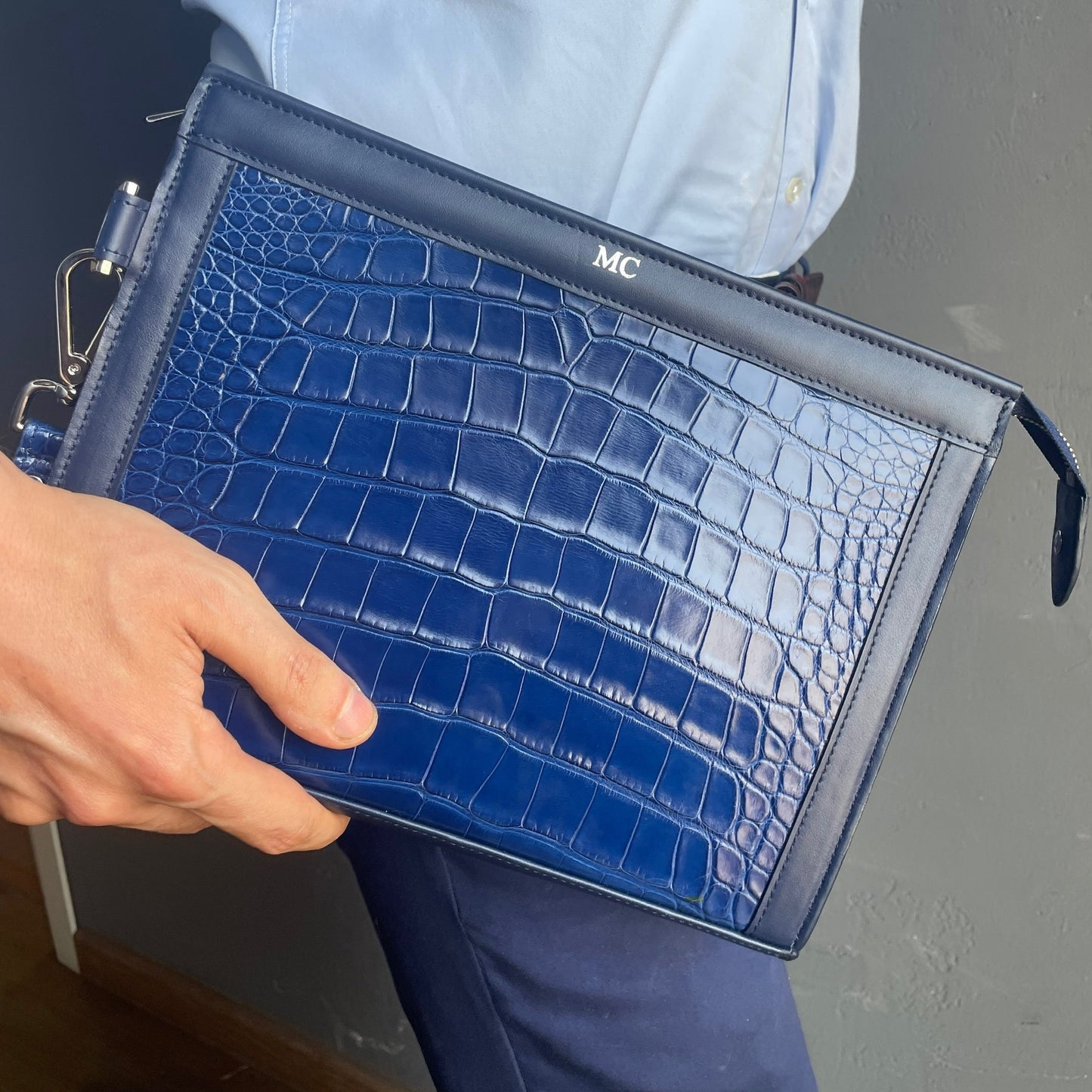Man Purse Clutch bag in full genuine Black Crocodile skin
