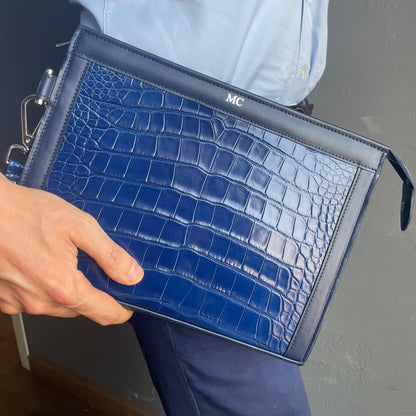 Man Purse Clutch bag in full genuine Black Crocodile skin