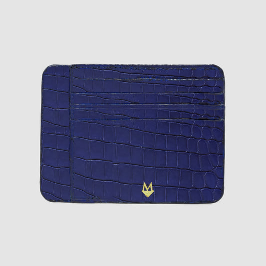 Customizable Genuine Crocodile Leather Card Holder - Sapphire Blue 