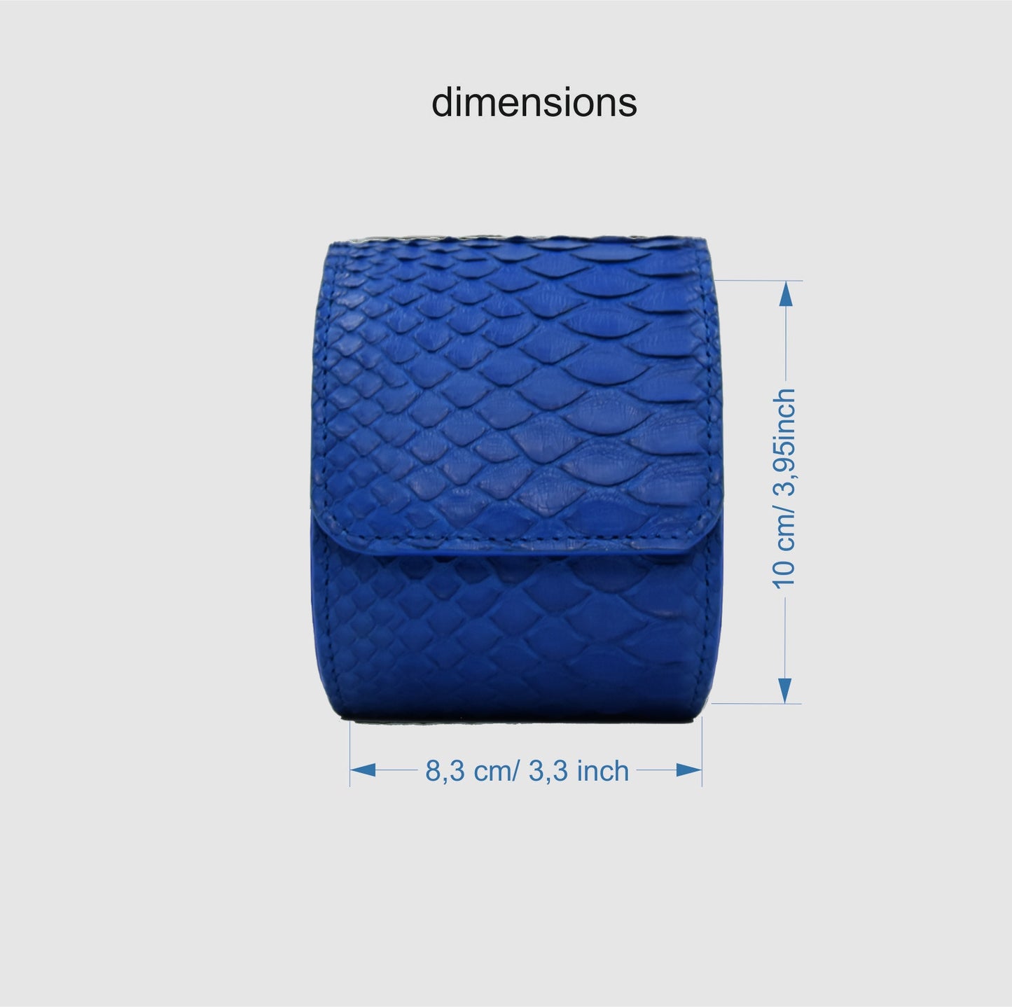 Watch Roll in genuine Python skin personalized - Cobalt Blue