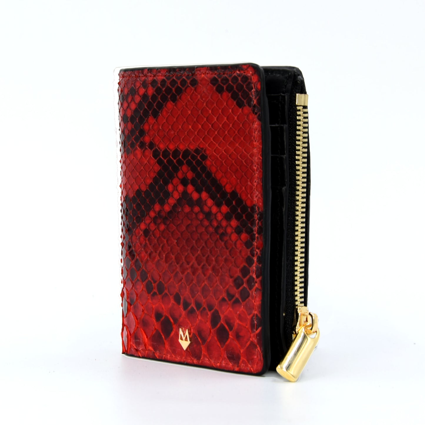  Wallet with Red Python Heart in Black Python skin